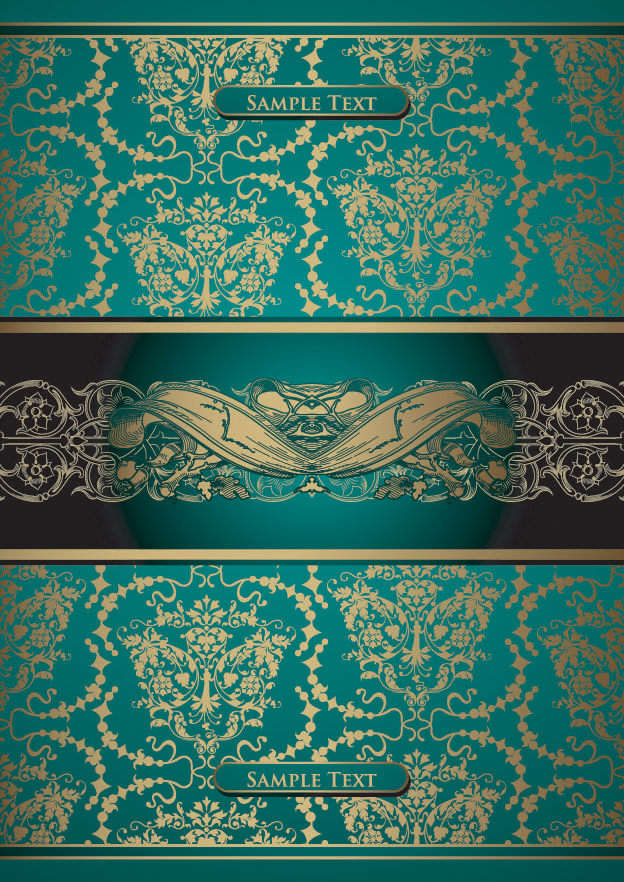 free vector European gorgeous gold lace pattern vector